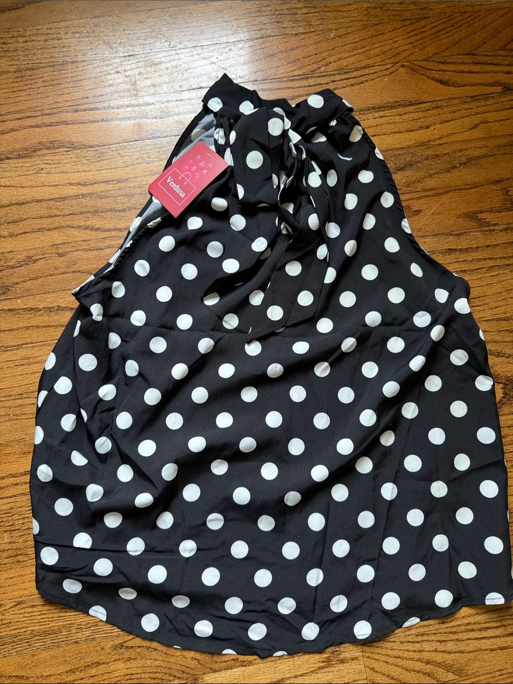 Verdusa Black and White Polka Dot Halter Cami - Picture 3 of 3